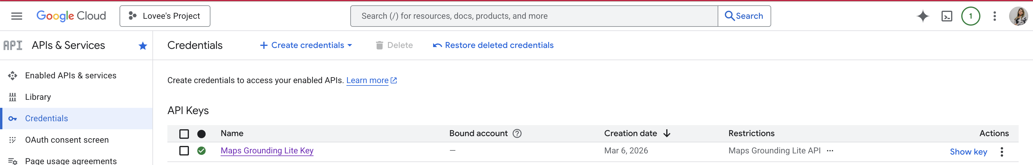 Confirm API key