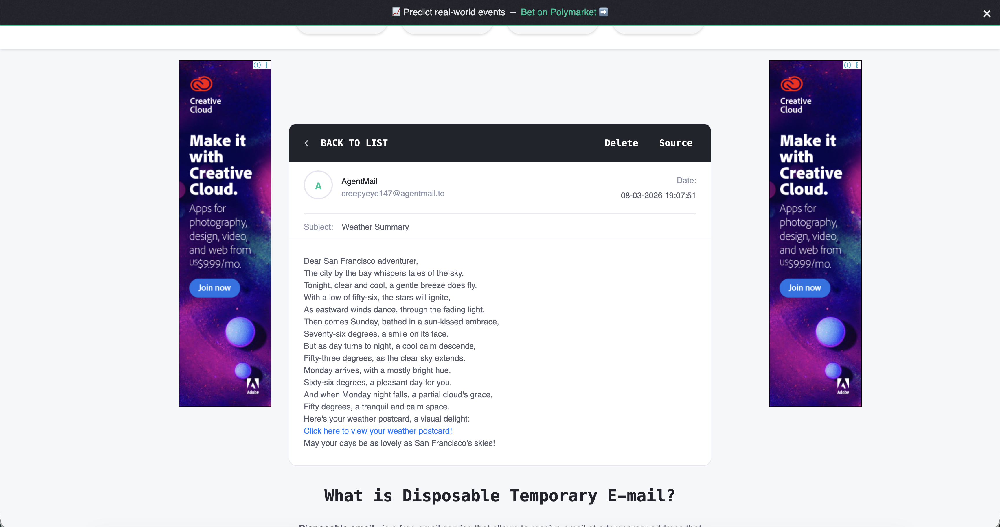 Final Weather Postcard Email