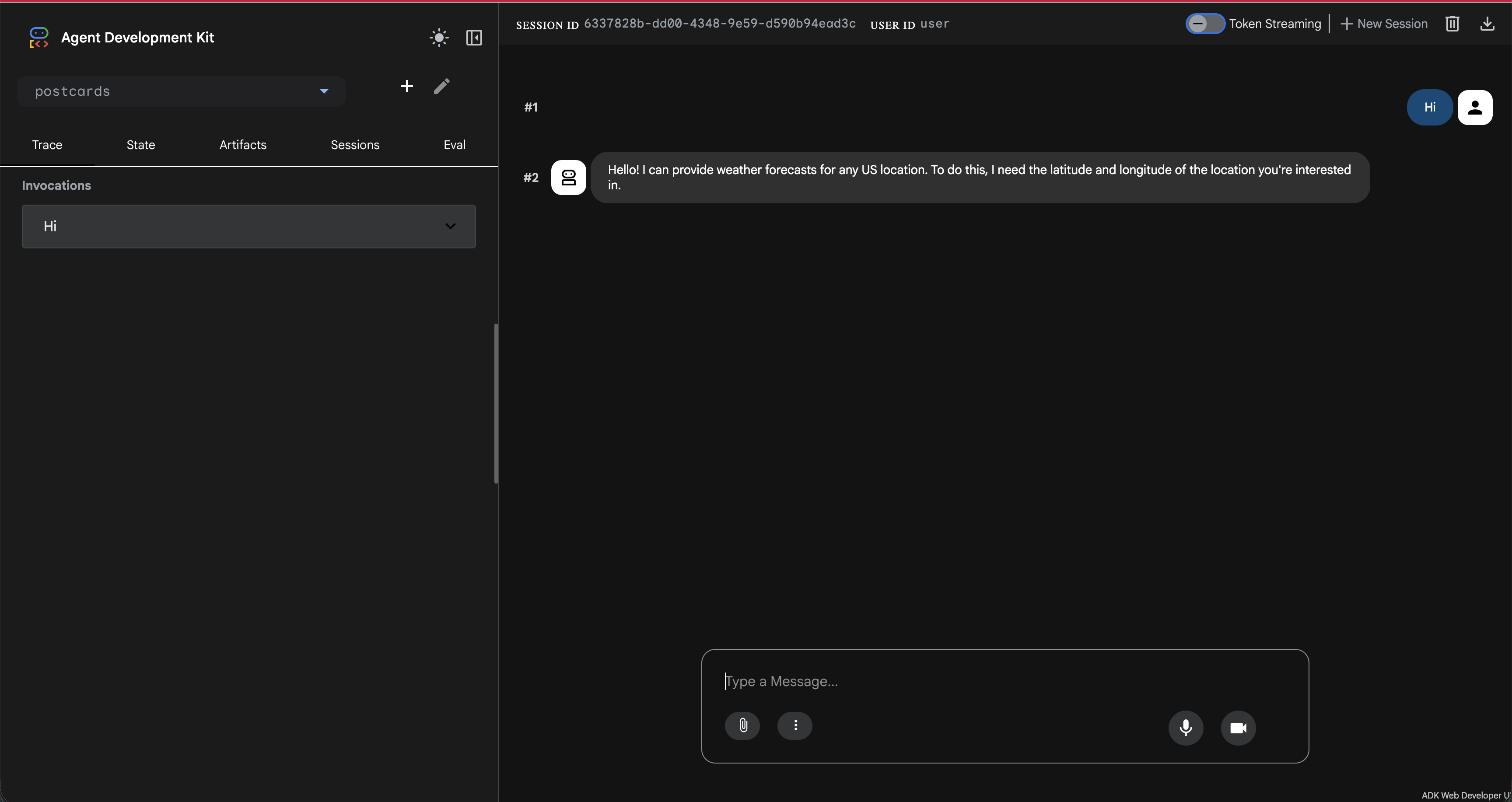 ADK running weather MCP server