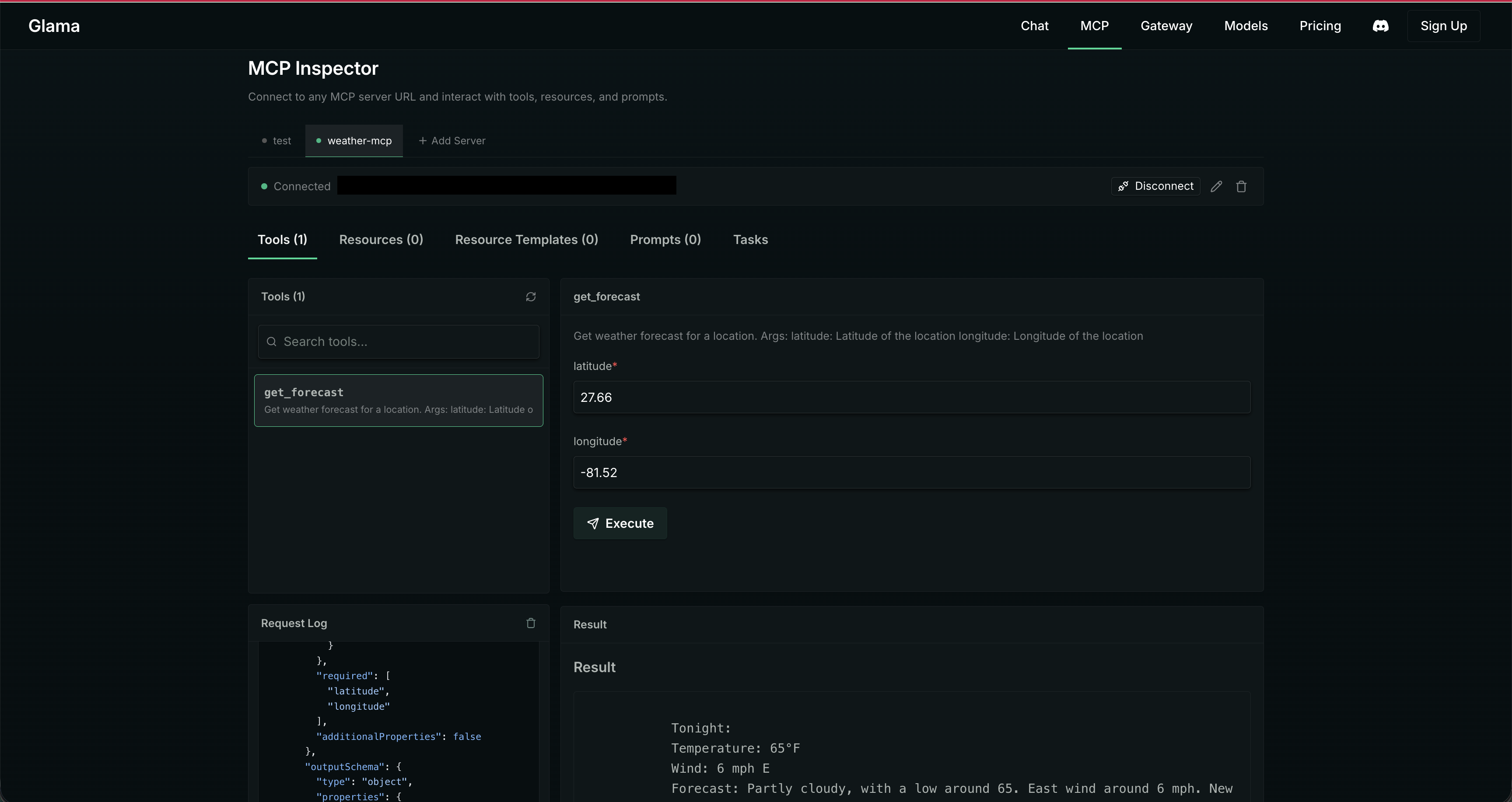 Glama inspector weather-mcp